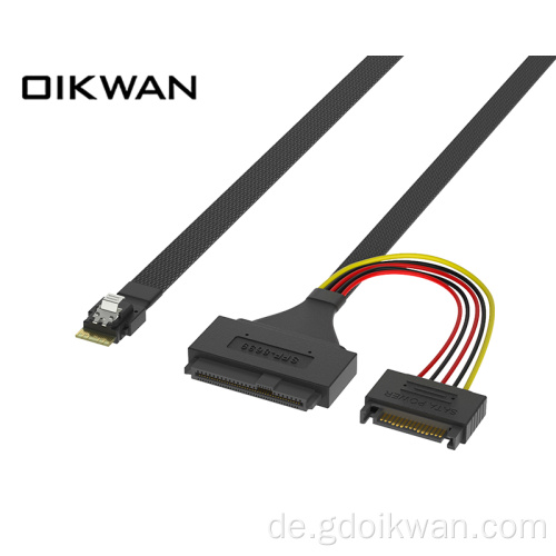 Slim SAS SFF-8654 4i an U.2 SFF-8639+Power 15p Slimsas 4i-Anschluss